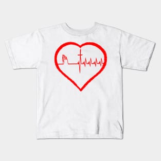 Christianity, Heartbeat icon, cross, heart & prayer Kids T-Shirt